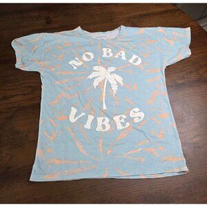 Grayson Mini 'No Bad Vibes’ Crew Neck T-Shirt Girl 12 14 Large Blue